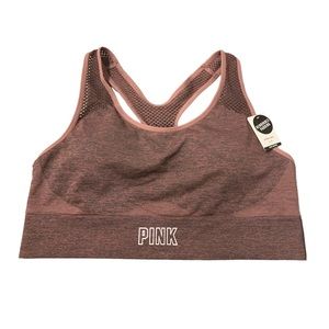 Victoria’s Secret PINK Seamless Lightly Lined Sports Bra Burgundy Size Large NWT